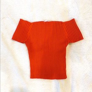 Bright orange off the shoulder Crop Top Size M/L